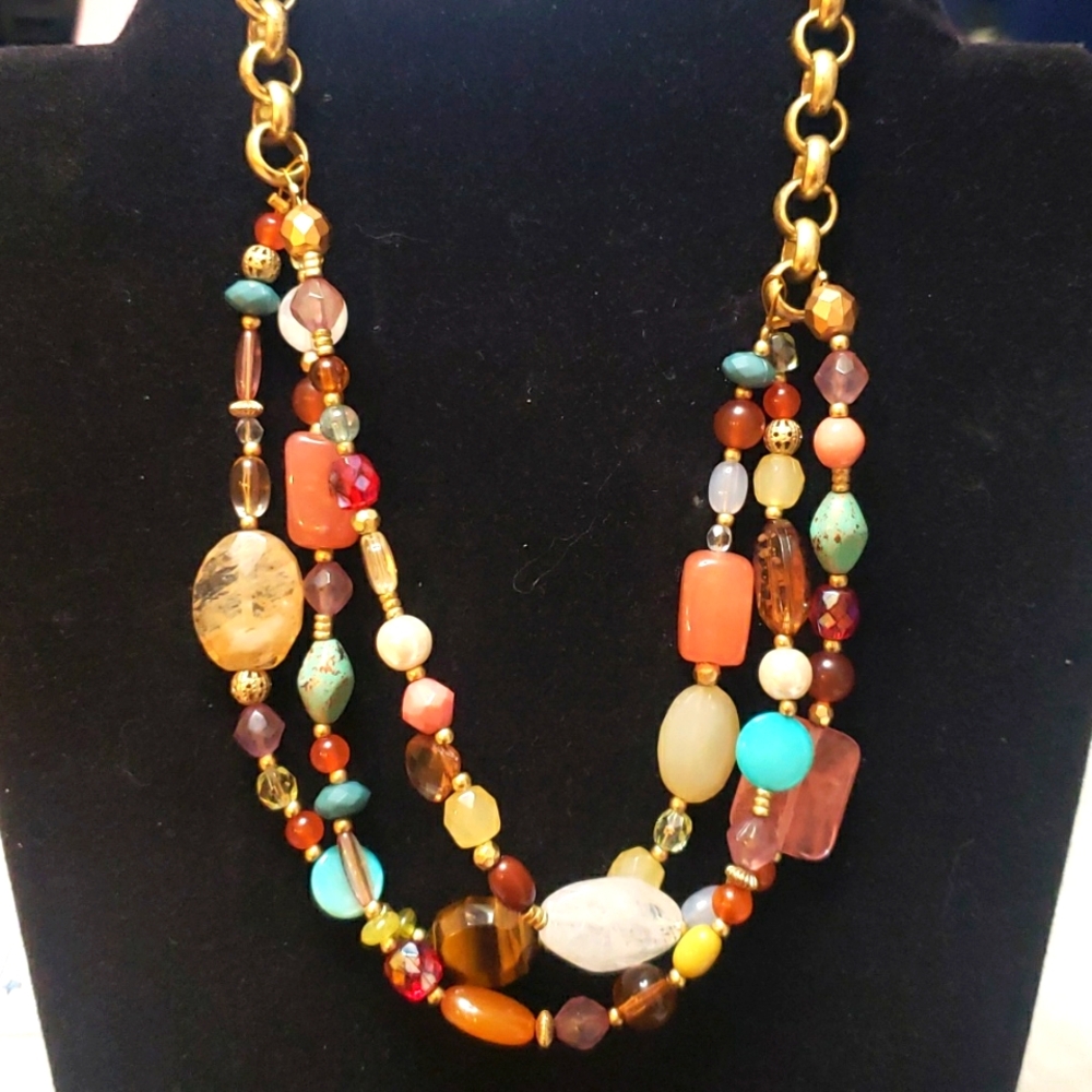 Lia Sophia Multicolor Bead Link Necklace.